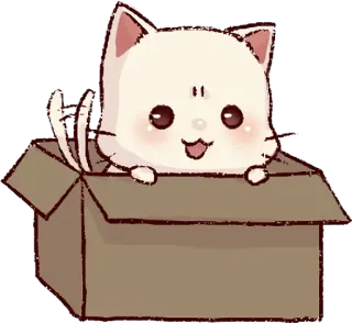 🌙 3784af56 gato, gatito, caja, lindo, animal, mascota, dibujo animado telegram sticker