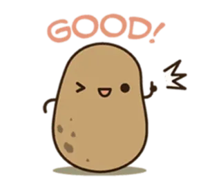 👍 6036c026 GOOD! มันฝรั่ง, น่ารัก, การ์ตูน, อาหาร, มีความสุข, ดี telegram sticker