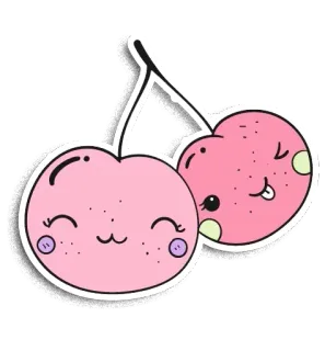 😊 42792f7b cereja, kawaii, fofo, fruta, adesivo, desenho animado, doce, rosa telegram sticker