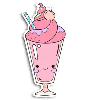 ☺ ecd537d2 sorvete, sobremesa, rosa, cereja, kawaii, fofo, bebida, doce telegram sticker