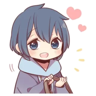 🌟 0acd333b Аниме, Милый, Чиби, Сердечки, Парень, Персонаж whatsapp sticker