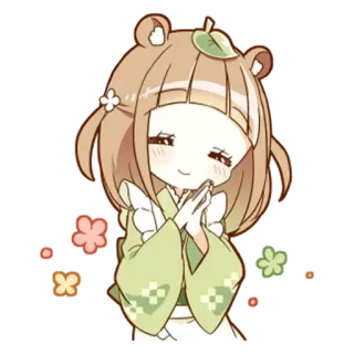 🌟 2f59e631 милый, аниме, мультфильм, чиби, каваий, девушка, медведь, кимоно whatsapp sticker