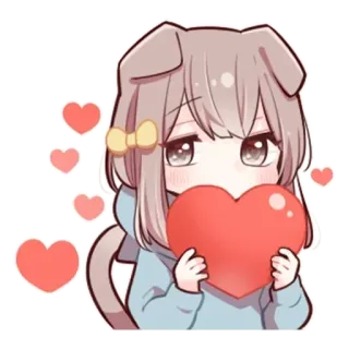 🦋 3193dd9a милый, аниме, девушка, каваи, любовь, сердце, собака, мультфильм whatsapp sticker