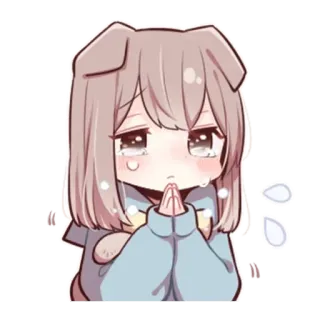 🦋 3fa91f6c Аниме, Девушка, Милая, Каваий, Грустная, Плачущая, Собачьи уши, Умоляющая whatsapp sticker