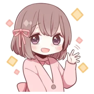 🌟 48d9cb11 Аниме, Милый, Девушка, Мультфильм, Чиби, Кавайный whatsapp sticker