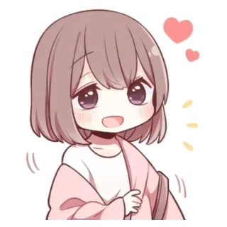 🌟 5114c7fb Аниме, Милый, Девушка, Сердце, Чиби, Мультфильм, Кавай whatsapp sticker