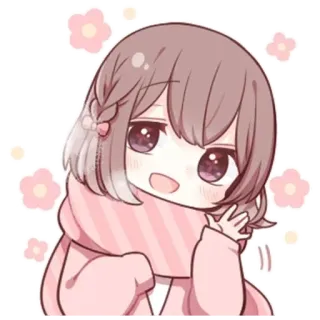 🌟 575a5666 Аниме, Девушка, Милый, Чиби, Мультфильм, Наклейка, Иллюстрация, Каваий whatsapp sticker