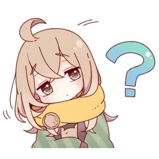 ❓ 6e1643d5 Аниме, Вопросительный знак, Девушка, Мило, В замешательстве, Каваий, Стикер whatsapp sticker