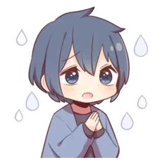 🌟 86c1fdc8 Аниме стиль, Чиби, Грустный, Обеспокоенный, Каваий, Мультфильм whatsapp sticker