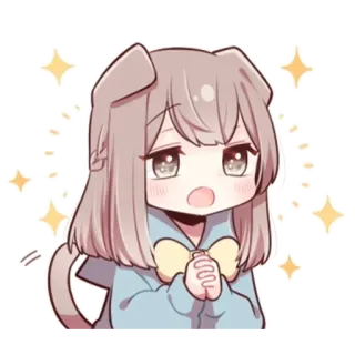🦋 b268dd58 Аниме, Каваий, Собачьи уши, Блёстки, Милый, Умоляющий, Мультфильм whatsapp sticker