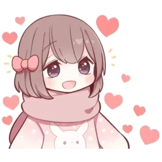 🌟 c085f199 каваи, милый, аниме, сердечки, девушка, стикер whatsapp sticker