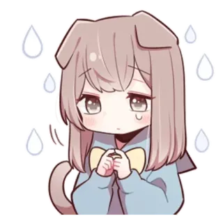 🦋 e447b8c6 Аниме, Грустный, Плачущий, Собака, Милый, Кавайный, Чиби whatsapp sticker
