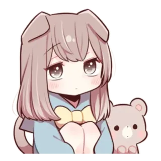 🦋 e4ed0914 аниме, девушка, мило, каваи, медведь, мультик, наклейка whatsapp sticker