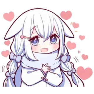 🥰 e6851763 Аниме, Чиби, Милый, Девушка, Сердечки, Каваий whatsapp sticker