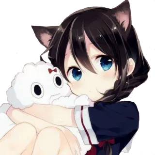 👀 10695a89 anime, girl, cat ears, cute, doll, kawaii whatsapp sticker