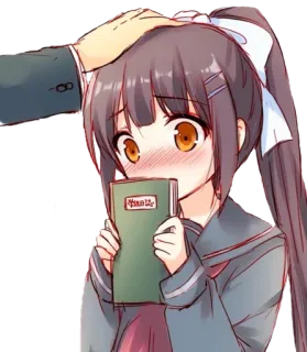 😳 19201664 True Love anime, manga, girl, head pat, schoolgirl, book, true love whatsapp sticker