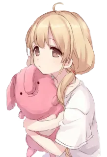 👀 1f8f75c6 anime, girl, cute, pink elephant, cartoon, illustration whatsapp sticker