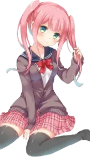 👀 577453cc anime girl, school uniform, pink hair, cute, cartoon, illustration, teenager whatsapp sticker