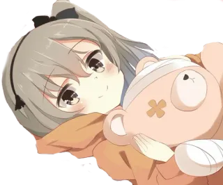 😊 59f945c4 anime, girl, cartoon, cute, bear, bandage whatsapp sticker