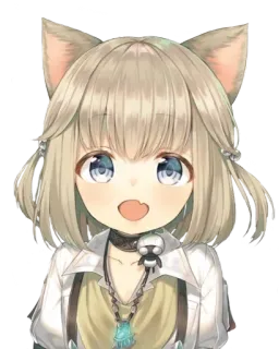 😊 63a653a6 anime, cute, catgirl, kemonomimi, chibi, kawaii, animal ears, digital art whatsapp sticker