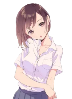 😮 86ef1610 anime girl, school uniform, cute, cartoon, student whatsapp sticker
