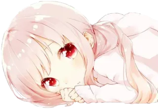 👀 9c42cd1d anime, girl, pink hair, kawaii, cute, red eyes, manga whatsapp sticker