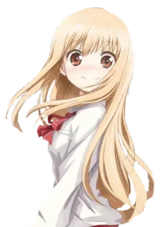😊 9f48124a anime, girl, school uniform, cartoon, blond hair, cute whatsapp sticker