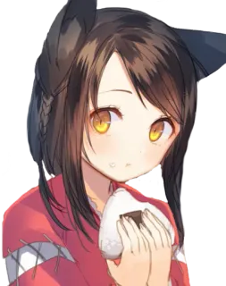 👀 afaf4541 anime, cat girl, cute, girl, rice ball, kawaii whatsapp sticker