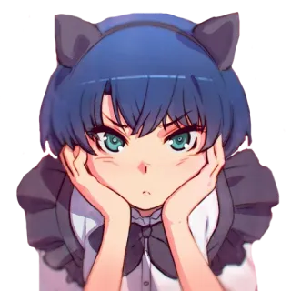 😤 d3c305fd anime girl, cat ears, anime, manga, cute, character, blue hair whatsapp sticker