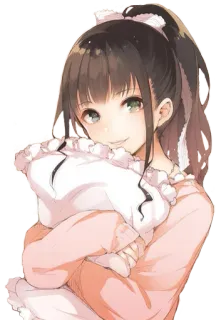 😊 e70075e2 anime, girl, cute, cartoon, pillow whatsapp sticker