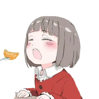 😋 eafd4d44 anime girl, cartoon, chibi, food, yawning whatsapp sticker