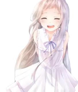 😊 f03fd2e6 anime girl, smiling, white dress, cute, illustration whatsapp sticker