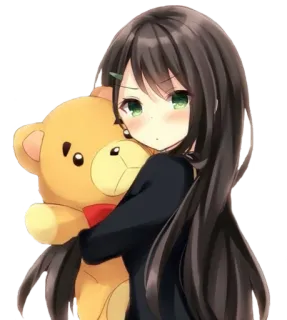 🤗 fac7ed49 anime, girl, teddy bear, cute, cartoon, manga whatsapp sticker