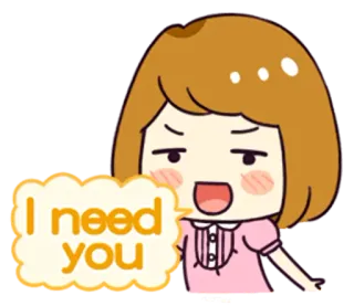 😳 60970191 I need you Kreskówka, Dziewczyna, Potrzeba, Wyraz whatsapp sticker