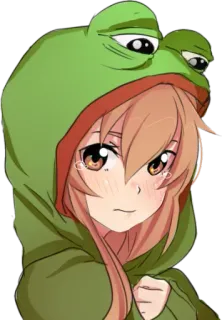 😢 00b10409 аниме, девушка, плачущая, Пепе, грустная лягушка, эмоциональный telegram sticker