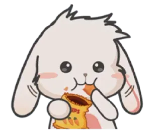 🍥 87c5f434 зайчик, кролик, милый, закуска, чипсы, животное, каваий telegram sticker