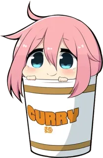 😊 88fcb302 CURRY Аниме, Милый, Еда, Карри, Рамен быстрого приготовления, Розовые волосы, Каваий telegram sticker