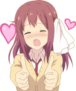 👍 8a9e9694 Аниме, Мультфильм, Сердечки, Палец вверх, Милый, Девушка, Каваий telegram sticker