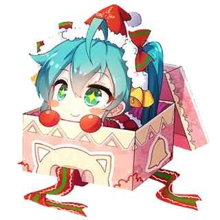 😊 93893d88 Hatsune Miku Аниме, Чиби, Милый, Подарок, Рождество, Hatsune Miku, Vocaloid telegram sticker
