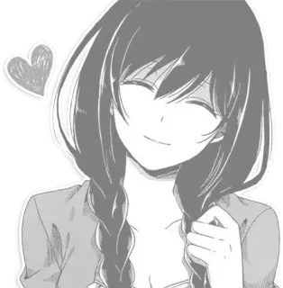 😍 cb631657 Аниме, Девушка, Милая, Сердце, Манга, Улыбается, Косички telegram sticker