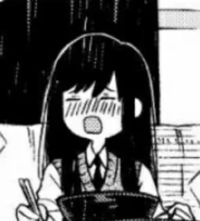 🔥 136e029c Манга, Аниме, Девушка, Ест, Миска telegram sticker