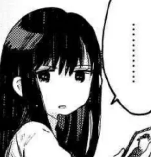 😟 2c7484aa .......... Манга, Аниме, Девушка, Черные волосы, Речевой пузырь telegram sticker