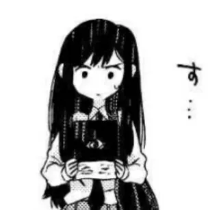 😯 590f66e7 す... Аниме, Манга, Девушка, Черно-белое telegram sticker