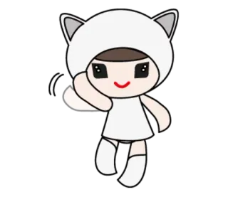 👋 14f430e0 gato, chica, lindo, dibujos animados, anime, kawaii, ilustración whatsapp sticker