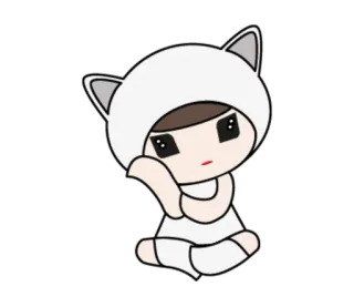 🤔 19bd2584 Anime, Kawaii, Chibi, Dibujos animados, Orejas de gato, Lindo, Pegatina, Dibujo whatsapp sticker