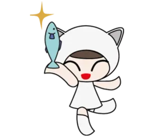 🐟 efdb5626 chica gato, anime, pez, lindo, kawaii whatsapp sticker
