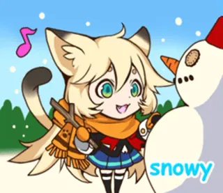 ⛄ 45205af2 snowy gato, muñeco de nieve, invierno, nevado, dibujos animados telegram sticker