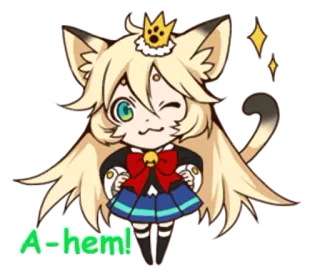 😉 e3ace3c8 A-hem! gato, anime, lindo, kawaii, pegatina telegram sticker