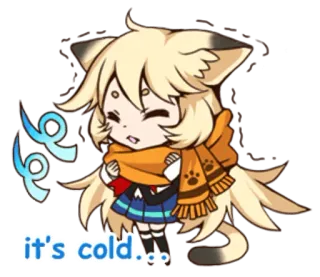 😣 f8eb6555 it's cold... Anime, Chica gato, Chibi, Bufanda, Invierno, Frío telegram sticker