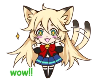 😍 fe369d30 wow!! Anime, Gato, Chica, Kawaii, Lindo, Wow telegram sticker